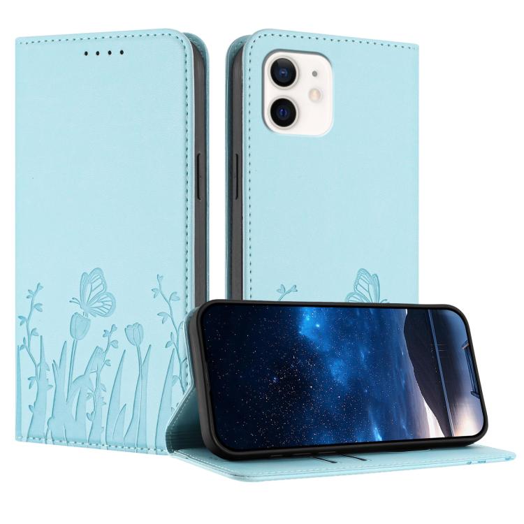 Funda magnética para teléfono de piel vegana con estampado de tulipanes y mariposas, For iPhone 12 mini, For iPhone 11 Pro Max, For iPhone 11, For iPhone 11 Pro