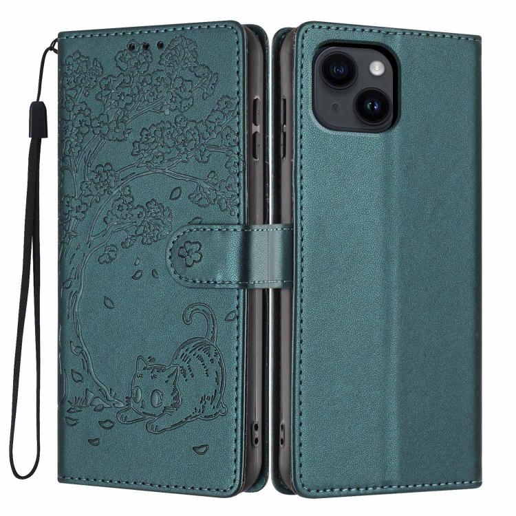 Funda para teléfono plegable de piel vegana con relieve de gato y árbol, For iPhone 14 Pro Max, For iPhone 13 Pro Max, For iPhone 13 Pro, For iPhone 13, For iPhone 12 Pro Max, For iPhone 12 / 12 Pro