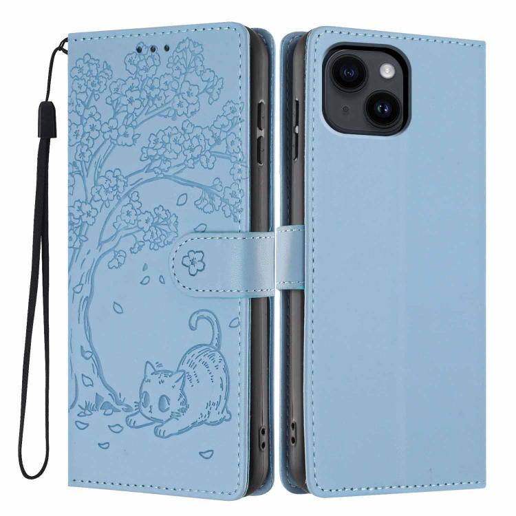 Funda para teléfono plegable de piel vegana con relieve de gato y árbol, For iPhone 14 Pro Max, For iPhone 13 Pro Max, For iPhone 13 Pro, For iPhone 13, For iPhone 12 Pro Max, For iPhone 12 / 12 Pro
