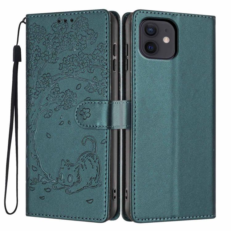 Funda para teléfono plegable de piel vegana con relieve de gato y árbol, For iPhone 14 Pro Max, For iPhone 13 Pro Max, For iPhone 13 Pro, For iPhone 13, For iPhone 12 Pro Max, For iPhone 12 / 12 Pro