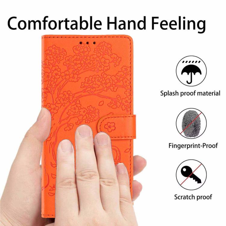 Funda para teléfono plegable de piel vegana con relieve de gato y árbol, For iPhone 11 Pro Max, For iPhone 11, For iPhone 11 Pro