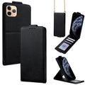 Funda para teléfono de piel vegana de color liso con tapa abatible vertical y cadena para llevar cruzada., For iPhone 11 Pro Max, For iPhone 11, For iPhone 11 Pro