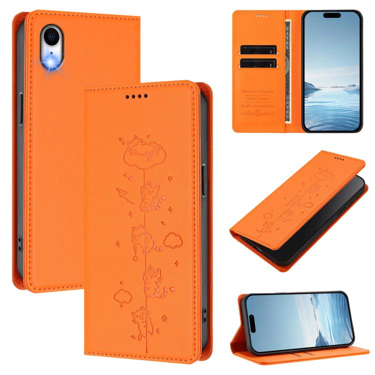 Funda para teléfono de cuero vegano magnética RFID con estampado de lindos gatos, For iPhone X / XS, For iPhone XR, For iPhone XS Max, For iPhone 8 Plus / 7 Plus