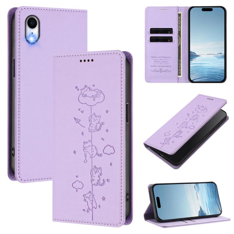 Funda para teléfono de cuero vegano magnética RFID con estampado de lindos gatos, For iPhone X / XS, For iPhone XR, For iPhone XS Max, For iPhone 8 Plus / 7 Plus