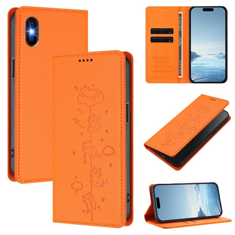 Funda para teléfono de cuero vegano magnética RFID con estampado de lindos gatos, For iPhone X / XS, For iPhone XR, For iPhone XS Max, For iPhone 8 Plus / 7 Plus