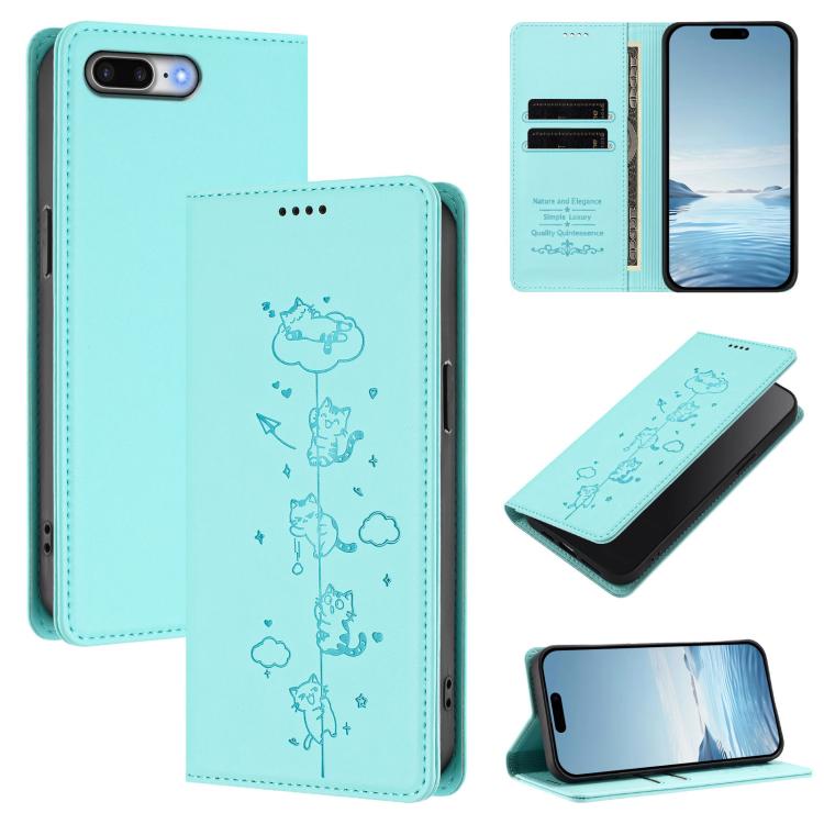 Funda para teléfono de cuero vegano magnética RFID con estampado de lindos gatos, For iPhone X / XS, For iPhone XR, For iPhone XS Max, For iPhone 8 Plus / 7 Plus