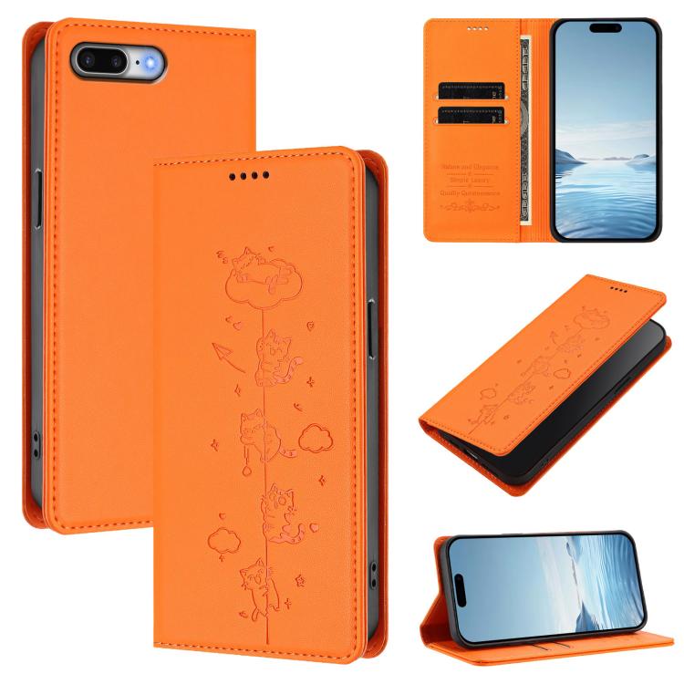 Funda para teléfono de cuero vegano magnética RFID con estampado de lindos gatos, For iPhone X / XS, For iPhone XR, For iPhone XS Max, For iPhone 8 Plus / 7 Plus