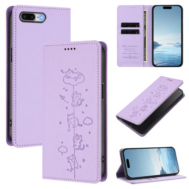 Funda para teléfono de cuero vegano magnética RFID con estampado de lindos gatos, For iPhone X / XS, For iPhone XR, For iPhone XS Max, For iPhone 8 Plus / 7 Plus