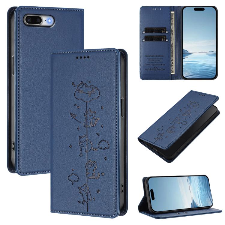 Funda para teléfono de cuero vegano magnética RFID con estampado de lindos gatos, For iPhone X / XS, For iPhone XR, For iPhone XS Max, For iPhone 8 Plus / 7 Plus