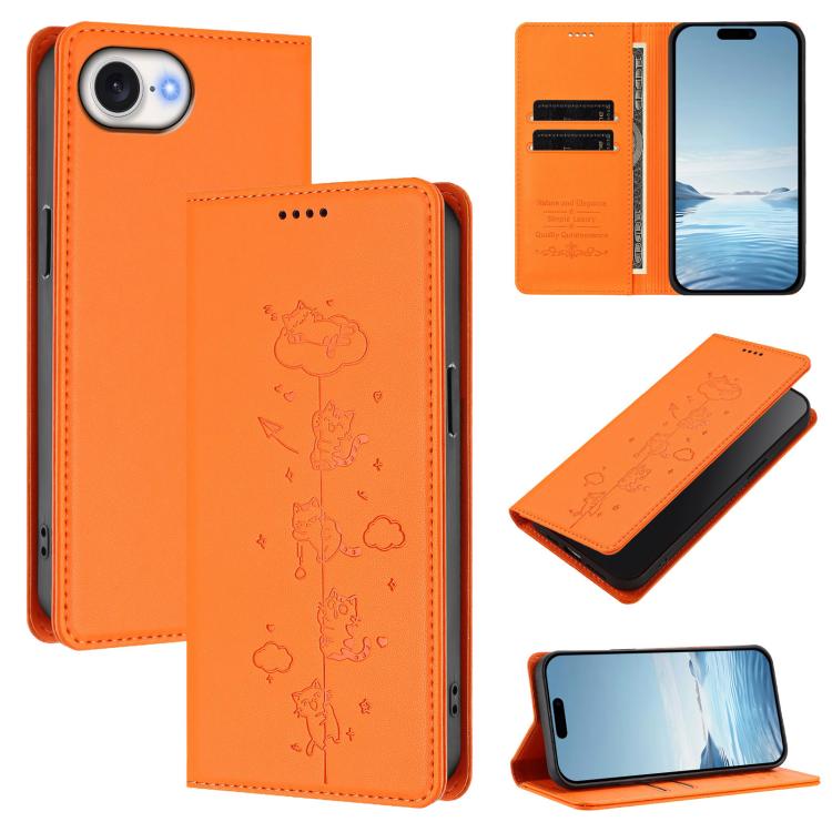 Funda para teléfono de cuero vegano magnética RFID con estampado de lindos gatos, For iPhone 18 Pro / 17 Pro, For iPhone 18 Pro Max / 17 Pro Max, For iPhone 17e / 16e, For iPhone 17