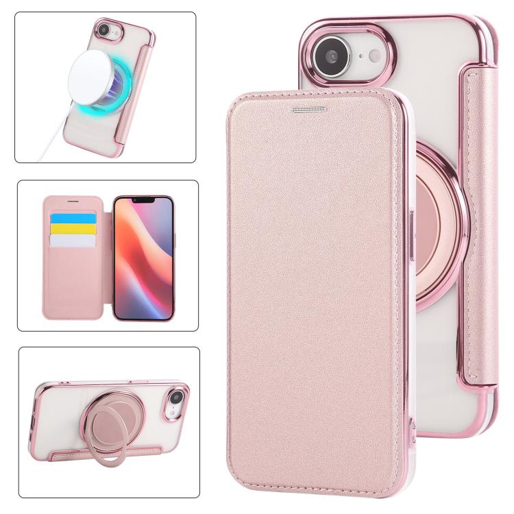 Funda para teléfono de cuero vegano con soporte giratorio ultrafino y revestimiento magnético., For iPhone 17e / 16e, For iPhone 17 Pro Max, For iPhone 17 Pro, For iPhone 17, For iPhone Air, For iPhone 16 Pro Max