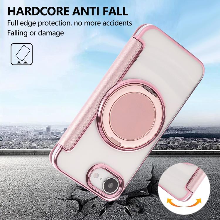 Funda para teléfono de cuero vegano con soporte giratorio ultrafino y revestimiento magnético., For iPhone 17e / 16e, For iPhone 17 Pro Max, For iPhone 17 Pro, For iPhone 17, For iPhone Air, For iPhone 16 Pro Max