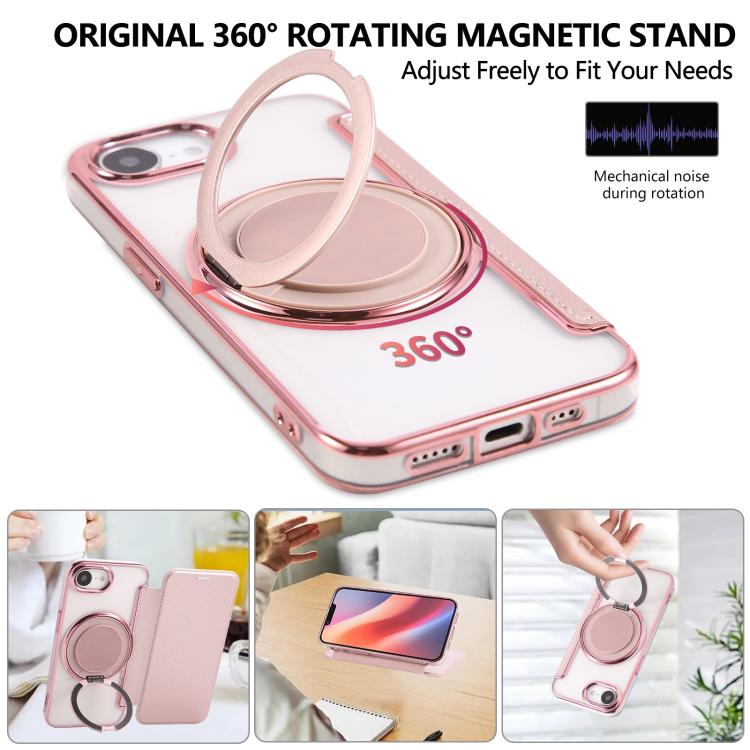 Funda para teléfono de cuero vegano con soporte giratorio ultrafino y revestimiento magnético., For iPhone 17e / 16e, For iPhone 17 Pro Max, For iPhone 17 Pro, For iPhone 17, For iPhone Air, For iPhone 16 Pro Max