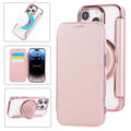 Funda para teléfono de cuero vegano con soporte giratorio ultrafino y revestimiento magnético., For iPhone 16 Pro, For iPhone 16 Plus, For iPhone 16, For iPhone 15 Pro Max, For iPhone 15 Pro, For iPhone 15 Plus / 14 Plus
