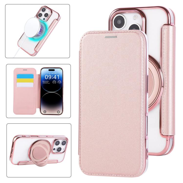 Funda para teléfono de cuero vegano con soporte giratorio ultrafino y revestimiento magnético., For iPhone 16 Pro, For iPhone 16 Plus, For iPhone 16, For iPhone 15 Pro Max, For iPhone 15 Pro, For iPhone 15 Plus / 14 Plus