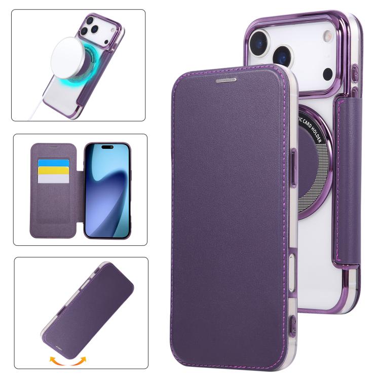 Funda para teléfono de piel vegana con revestimiento magnético ultrafino, For iPhone 18 Pro / 17 Pro, For iPhone 18 Pro Max / 17 Pro Max, For iPhone 17, For iPhone Air, For iPhone 16e, For iPhone 16 Pro Max