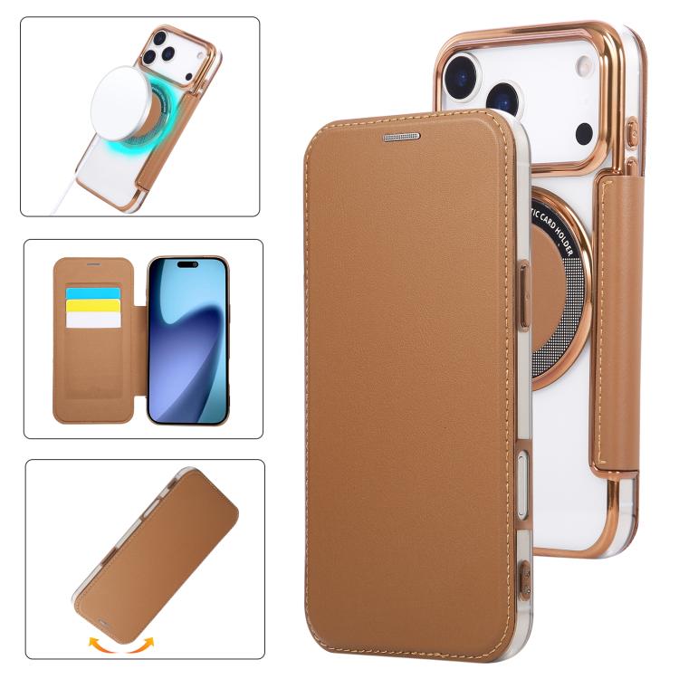 Funda para teléfono de piel vegana con revestimiento magnético ultrafino, For iPhone 18 Pro / 17 Pro, For iPhone 18 Pro Max / 17 Pro Max, For iPhone 17, For iPhone Air, For iPhone 16e, For iPhone 16 Pro Max