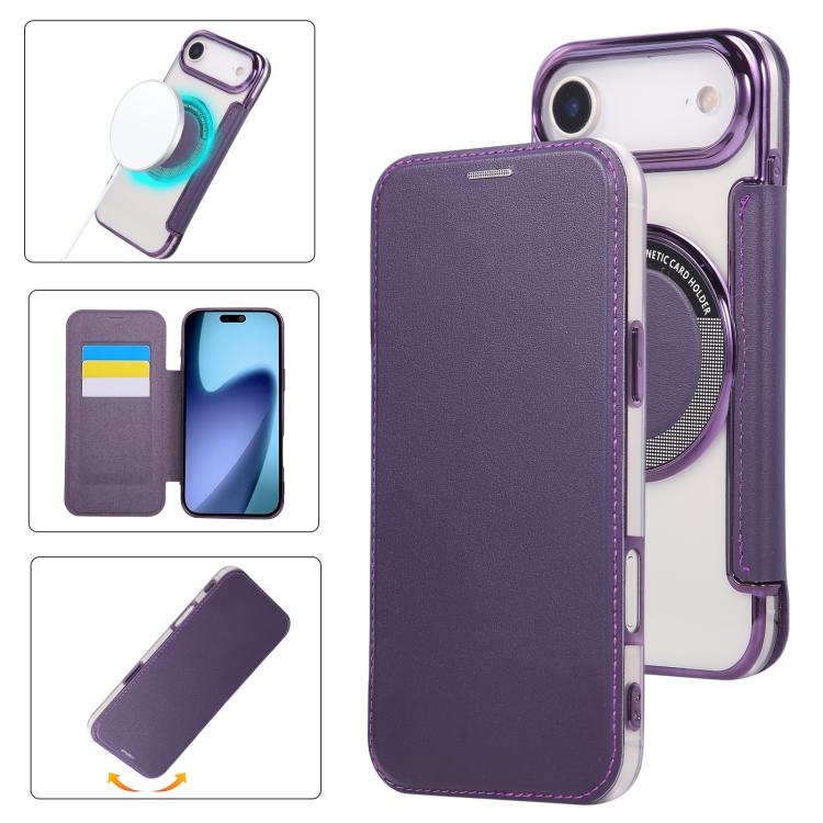 Funda para teléfono de piel vegana con revestimiento magnético ultrafino, For iPhone 18 Pro / 17 Pro, For iPhone 18 Pro Max / 17 Pro Max, For iPhone 17, For iPhone Air, For iPhone 16e, For iPhone 16 Pro Max