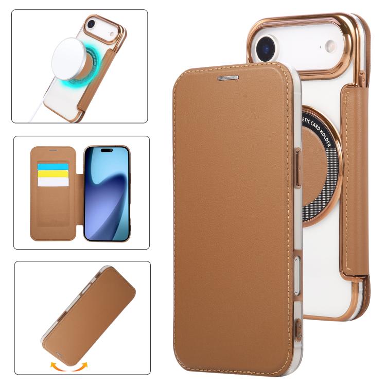 Funda para teléfono de piel vegana con revestimiento magnético ultrafino, For iPhone 18 Pro / 17 Pro, For iPhone 18 Pro Max / 17 Pro Max, For iPhone 17, For iPhone Air, For iPhone 16e, For iPhone 16 Pro Max