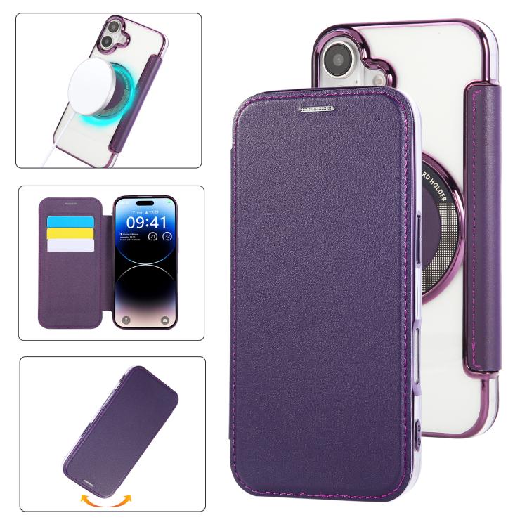 Funda para teléfono de piel vegana con revestimiento magnético ultrafino, For iPhone 18 Pro / 17 Pro, For iPhone 18 Pro Max / 17 Pro Max, For iPhone 17, For iPhone Air, For iPhone 16e, For iPhone 16 Pro Max