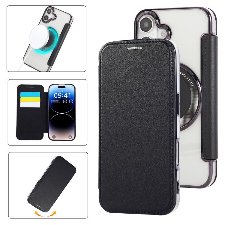 Funda para teléfono de piel vegana con revestimiento magnético ultrafino, For iPhone 18 Pro / 17 Pro, For iPhone 18 Pro Max / 17 Pro Max, For iPhone 17, For iPhone Air, For iPhone 16e, For iPhone 16 Pro Max