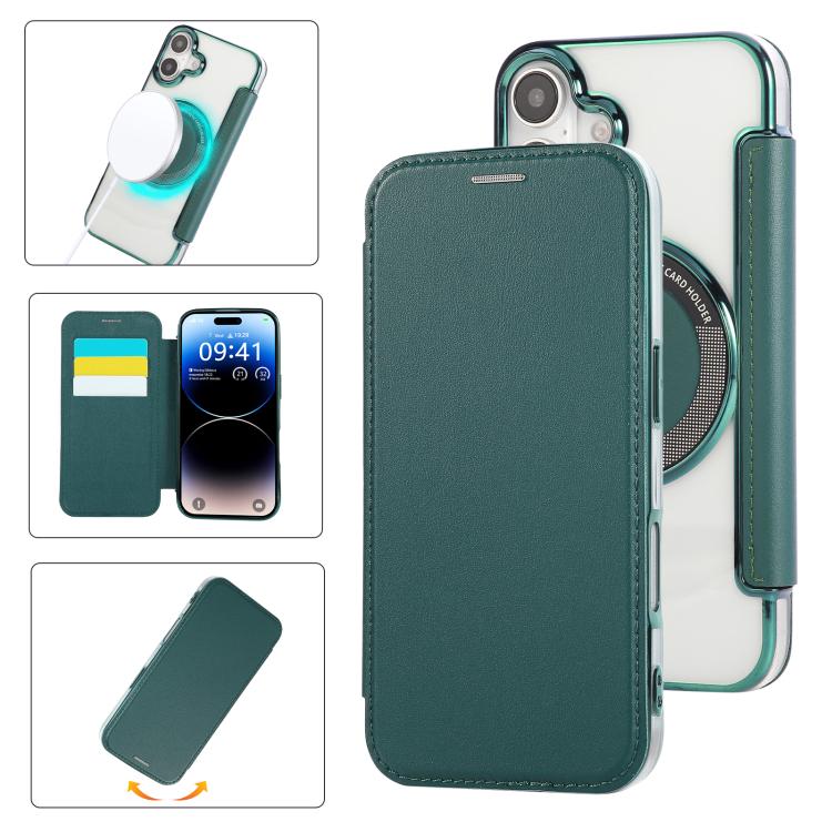 Funda para teléfono de piel vegana con revestimiento magnético ultrafino, For iPhone 18 Pro / 17 Pro, For iPhone 18 Pro Max / 17 Pro Max, For iPhone 17, For iPhone Air, For iPhone 16e, For iPhone 16 Pro Max