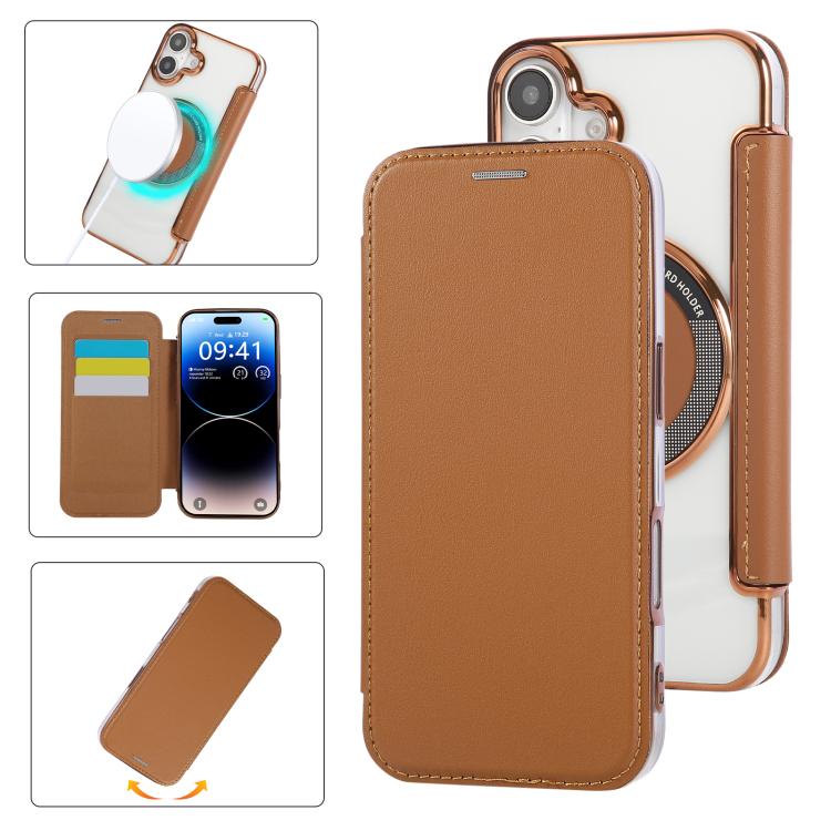 Funda para teléfono de piel vegana con revestimiento magnético ultrafino, For iPhone 18 Pro / 17 Pro, For iPhone 18 Pro Max / 17 Pro Max, For iPhone 17, For iPhone Air, For iPhone 16e, For iPhone 16 Pro Max
