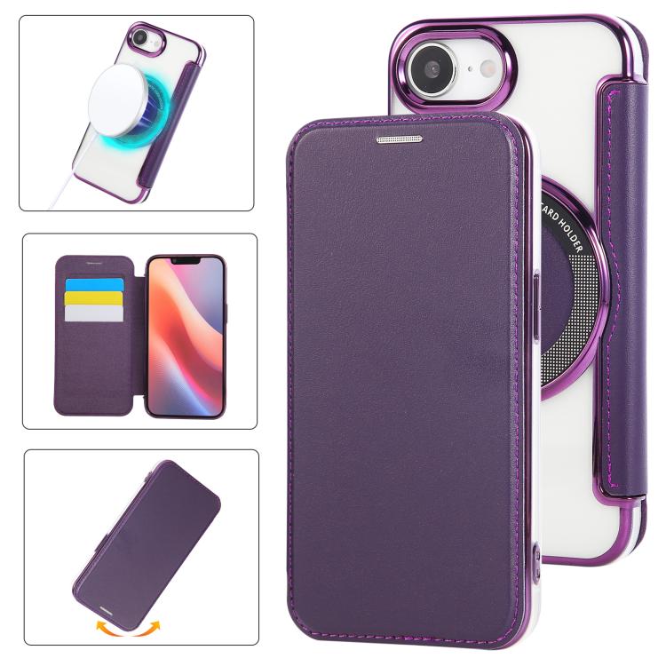 Funda para teléfono de piel vegana con revestimiento magnético ultrafino, For iPhone 18 Pro / 17 Pro, For iPhone 18 Pro Max / 17 Pro Max, For iPhone 17, For iPhone Air, For iPhone 16e, For iPhone 16 Pro Max