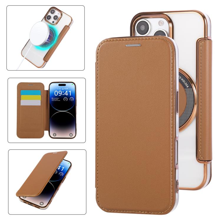 Funda para teléfono de piel vegana con revestimiento magnético ultrafino, For iPhone 18 Pro / 17 Pro, For iPhone 18 Pro Max / 17 Pro Max, For iPhone 17, For iPhone Air, For iPhone 16e, For iPhone 16 Pro Max