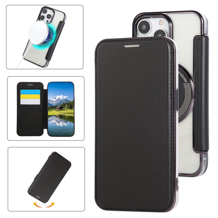 Funda para teléfono de piel vegana con revestimiento magnético ultrafino, For iPhone 12 / 12 Pro, For iPhone 12 Pro Max