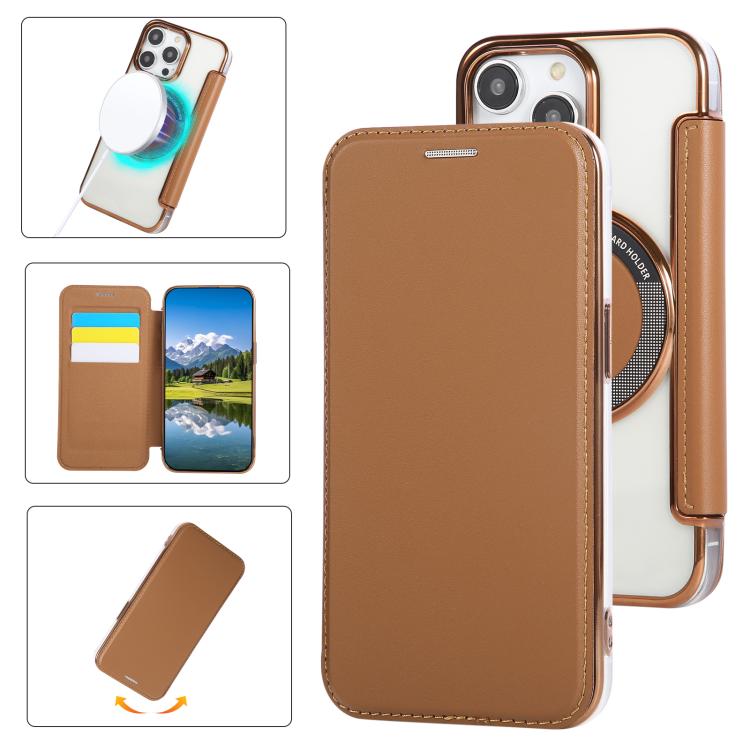 Funda para teléfono de piel vegana con revestimiento magnético ultrafino, For iPhone 12 / 12 Pro, For iPhone 12 Pro Max