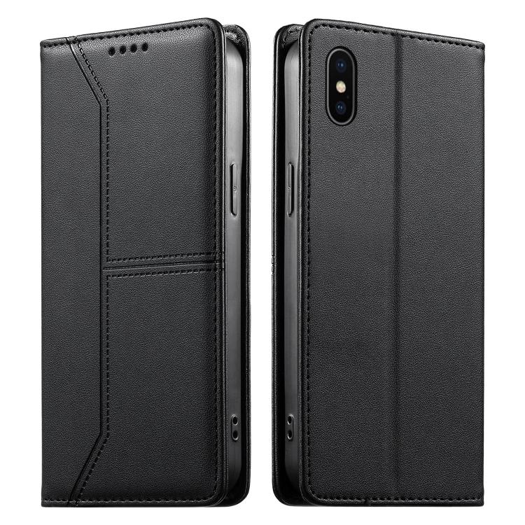 Funda para teléfono de cuero vegano magnética RFID con costuras, For iPhone X / XS, For iPhone XR, For iPhone XS Max, For iPhone 8 Plus / 7 Plus