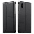 Funda para teléfono de cuero vegano magnética RFID con costuras, For iPhone X / XS, For iPhone XR, For iPhone XS Max, For iPhone 8 Plus / 7 Plus