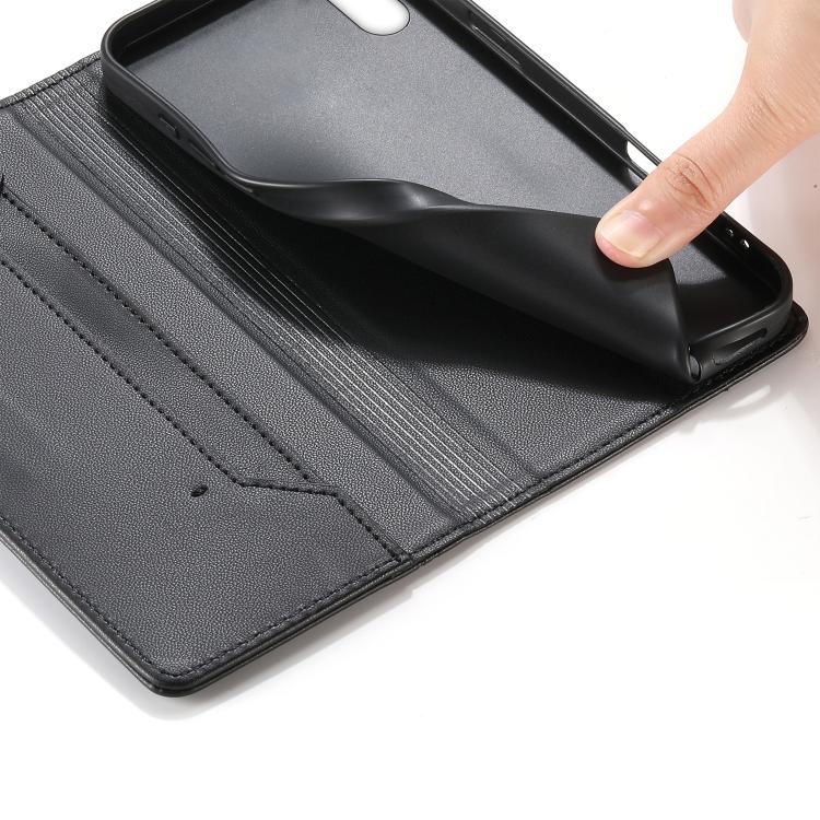 Funda para teléfono de cuero vegano magnética RFID con costuras, For iPhone X / XS, For iPhone XR, For iPhone XS Max, For iPhone 8 Plus / 7 Plus