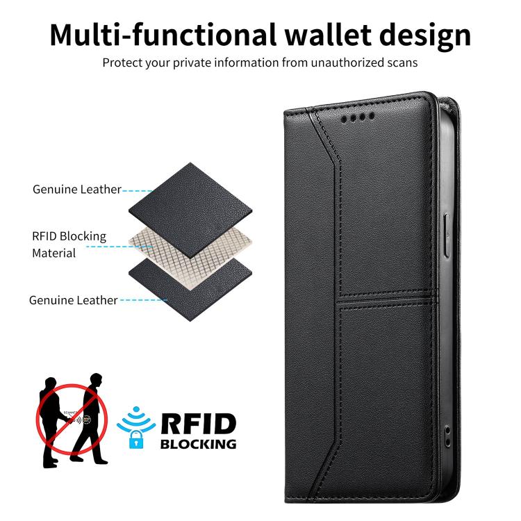 Funda para teléfono de cuero vegano magnética RFID con costuras, For iPhone X / XS, For iPhone XR, For iPhone XS Max, For iPhone 8 Plus / 7 Plus