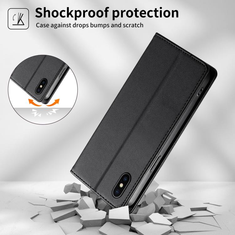 Funda para teléfono de cuero vegano magnética RFID con costuras, For iPhone X / XS, For iPhone XR, For iPhone XS Max, For iPhone 8 Plus / 7 Plus