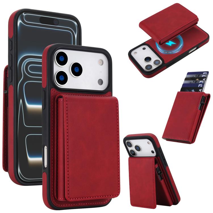 Funda magnética RFID para teléfono con tarjetero desmontable de piel sintética retro y sistema de apertura con resorte., For iPhone 18 Pro / 17 Pro, For iPhone 18 Pro Max / 17 Pro Max, For iPhone 17e / 16e, For iPhone 15 Plus, For iPhone 15            ...