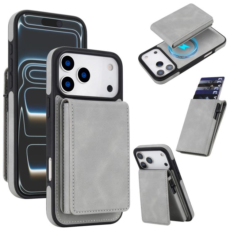 Funda magnética RFID para teléfono con tarjetero desmontable de piel sintética retro y sistema de apertura con resorte., For iPhone 18 Pro / 17 Pro, For iPhone 18 Pro Max / 17 Pro Max, For iPhone 17e / 16e, For iPhone 15 Plus, For iPhone 15            ...