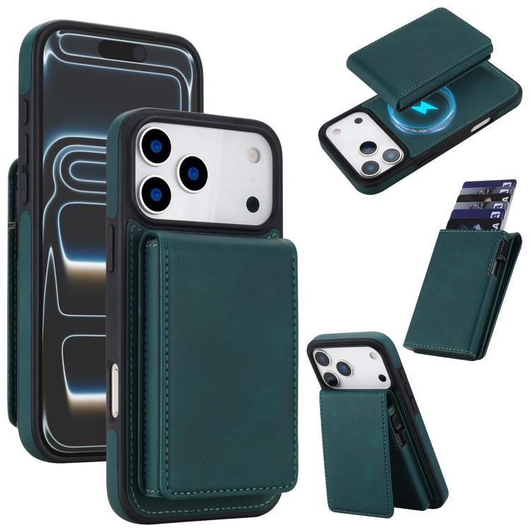 Funda magnética RFID para teléfono con tarjetero desmontable de piel sintética retro y sistema de apertura con resorte., For iPhone 18 Pro / 17 Pro, For iPhone 18 Pro Max / 17 Pro Max, For iPhone 17e / 16e, For iPhone 15 Plus, For iPhone 15            ...