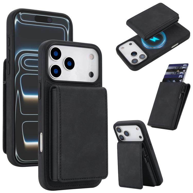 Funda magnética RFID para teléfono con tarjetero desmontable de piel sintética retro y sistema de apertura con resorte., For iPhone 18 Pro / 17 Pro, For iPhone 18 Pro Max / 17 Pro Max, For iPhone 17e / 16e, For iPhone 15 Plus, For iPhone 15            ...