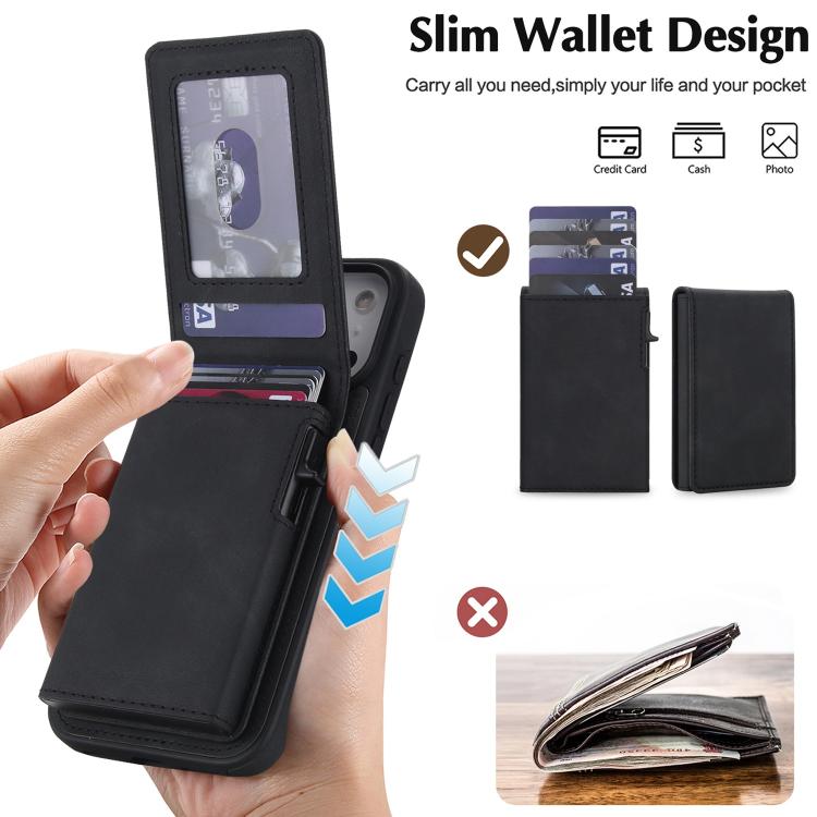 Funda magnética RFID para teléfono con tarjetero desmontable de piel sintética retro y sistema de apertura con resorte., For iPhone 18 Pro / 17 Pro, For iPhone 18 Pro Max / 17 Pro Max, For iPhone 17e / 16e, For iPhone 15 Plus, For iPhone 15            ...