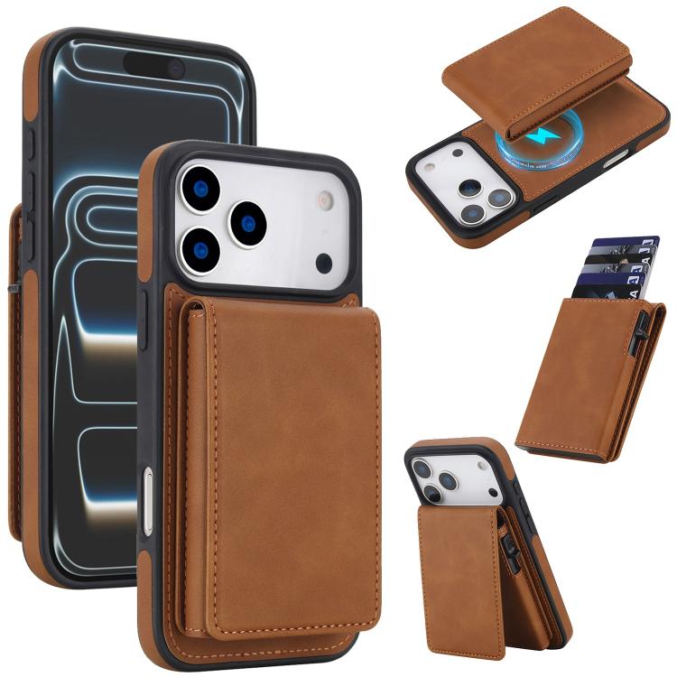 Funda magnética RFID para teléfono con tarjetero desmontable de piel sintética retro y sistema de apertura con resorte., For iPhone 18 Pro / 17 Pro, For iPhone 18 Pro Max / 17 Pro Max, For iPhone 17e / 16e, For iPhone 15 Plus, For iPhone 15            ...