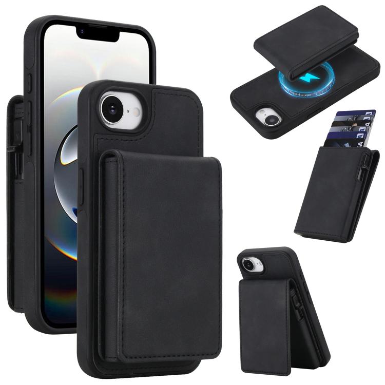 Funda magnética RFID para teléfono con tarjetero desmontable de piel sintética retro y sistema de apertura con resorte., For iPhone 18 Pro / 17 Pro, For iPhone 18 Pro Max / 17 Pro Max, For iPhone 17e / 16e, For iPhone 15 Plus, For iPhone 15            ...