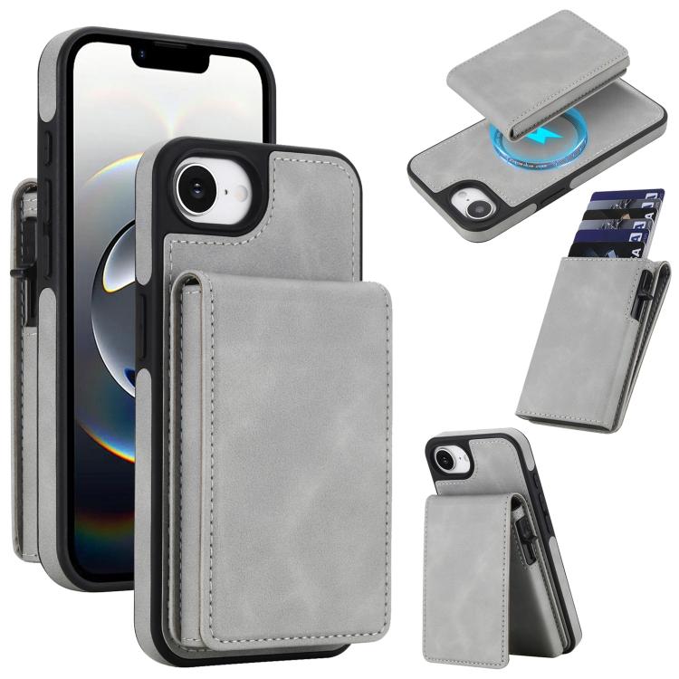 Funda magnética RFID para teléfono con tarjetero desmontable de piel sintética retro y sistema de apertura con resorte., For iPhone 18 Pro / 17 Pro, For iPhone 18 Pro Max / 17 Pro Max, For iPhone 17e / 16e, For iPhone 15 Plus, For iPhone 15            ...