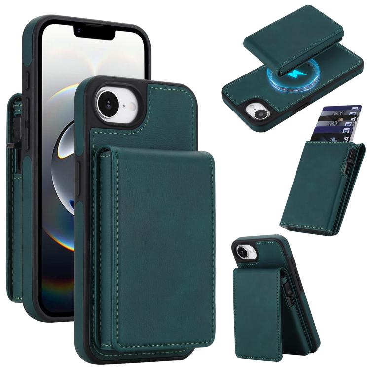 Funda magnética RFID para teléfono con tarjetero desmontable de piel sintética retro y sistema de apertura con resorte., For iPhone 18 Pro / 17 Pro, For iPhone 18 Pro Max / 17 Pro Max, For iPhone 17e / 16e, For iPhone 15 Plus, For iPhone 15            ...