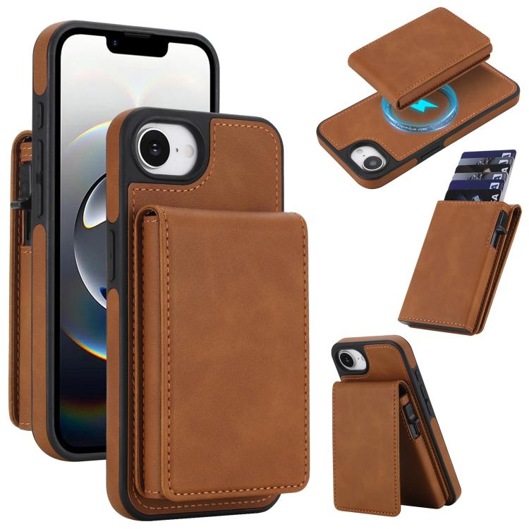 Funda magnética RFID para teléfono con tarjetero desmontable de piel sintética retro y sistema de apertura con resorte., For iPhone 18 Pro / 17 Pro, For iPhone 18 Pro Max / 17 Pro Max, For iPhone 17e / 16e, For iPhone 15 Plus, For iPhone 15            ...