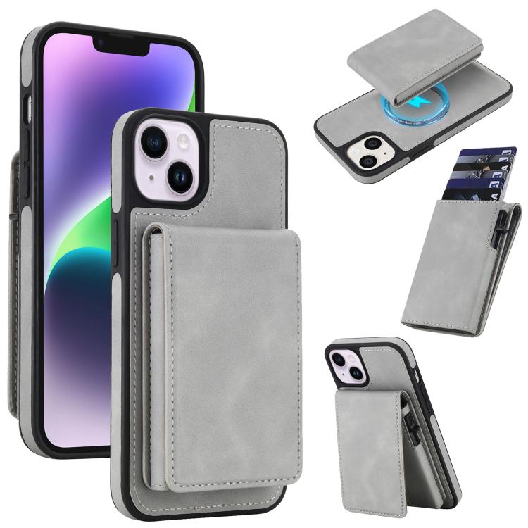 Funda magnética RFID para teléfono con tarjetero desmontable de piel sintética retro y sistema de apertura con resorte., For iPhone 18 Pro / 17 Pro, For iPhone 18 Pro Max / 17 Pro Max, For iPhone 17e / 16e, For iPhone 15 Plus, For iPhone 15            ...