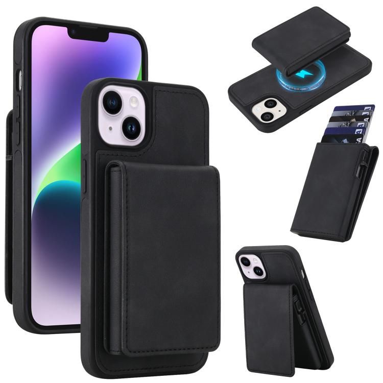 Funda magnética RFID para teléfono con tarjetero desmontable de piel sintética retro y sistema de apertura con resorte., For iPhone 18 Pro / 17 Pro, For iPhone 18 Pro Max / 17 Pro Max, For iPhone 17e / 16e, For iPhone 15 Plus, For iPhone 15            ...