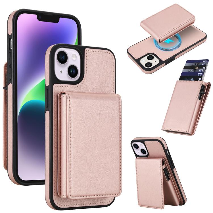 Funda magnética RFID para teléfono con tarjetero desmontable de piel sintética retro y sistema de apertura con resorte., For iPhone 18 Pro / 17 Pro, For iPhone 18 Pro Max / 17 Pro Max, For iPhone 17e / 16e, For iPhone 15 Plus, For iPhone 15            ...