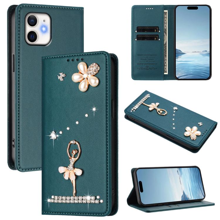 Funda para teléfono de piel vegana con protección RFID y diamantes de imitación de la bailarina de ballet, For iPhone 13 Pro, For iPhone 12 / 12 Pro, For iPhone 12 Pro Max, For iPhone 11 Pro Max, For iPhone 11, For iPhone 11 Pro